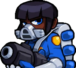 🚨 soldier, weapon, blue, gun, cartoon, pixel art telegram sticker