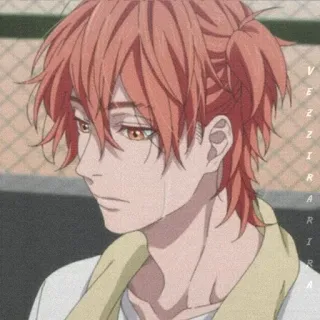 🧡 anime, red hair, sad, manga, emotional, male, cartoon telegram sticker