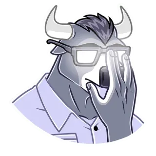 🤓 동물, 황소, 의인화, 안경, 비즈니스, 만화, 캐릭터 telegram sticker