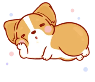😌 狗, 柯基, 睡觉, 可爱, 动物 telegram sticker
