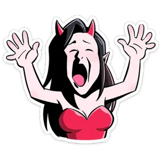 😱 悪魔, デーモン, 女性, 漫画, ホラー, ハロウィン, モンスター telegram sticker