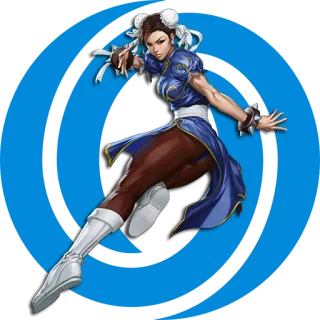😃 Chun-Li Street Fighter Chun-Li, Street Fighter, Jeu vidéo, Combattant, Arts martiaux, Femme, Bleu telegram sticker