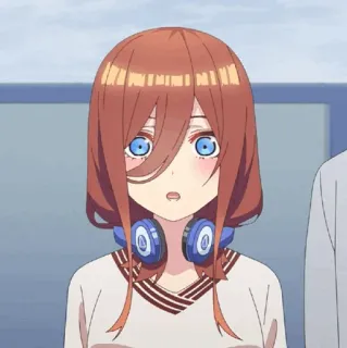 🐾 Miku Nakano The Quintessential Quintuplets Anime, Manga, Personaggio, Cuffie, Carino, Ragazza, Espressione telegram sticker