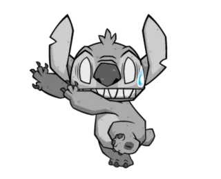 😨 Stitch carino, cartone animato, alieno, disney, triste telegram sticker