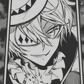 😬 anime, manga, character, monochrome, clown telegram sticker