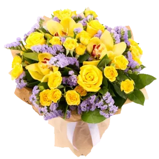 💐 цветок, желтые розы, цветочный, букет, композиция, орхидеи, фиолетовые цветы whatsapp sticker