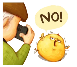 🐤 NO! pássaro zangado, não, negação, frango, chamada telefônica, desacordo whatsapp sticker