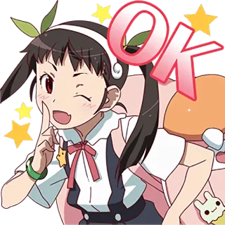 👌 OK Anime, Gadis, OK, Kedip, Lucu telegram sticker