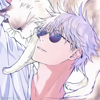 💠 Gojo Satoru Jujutsu Kaisen anime, manga, gojo satoru, gato, gafas, pelo blanco whatsapp sticker