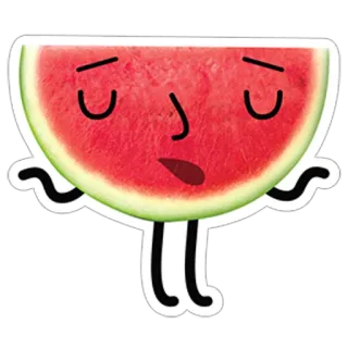 😌 arbuz, owoc, jedzenie, słodkie, postać, ilustracja whatsapp sticker