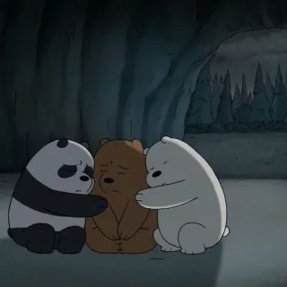 ▫️ We Bare Bears Cartoon, Bären, Freunde, Traurigkeit, Empathie, Umarmung whatsapp sticker