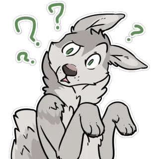 ❓ wolf, vraag, verward, furry, dier telegram sticker