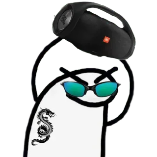 😂 火柴人, 太阳镜, 扬声器, 纹身, 龙, 卡通 telegram sticker
