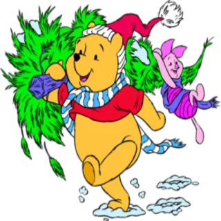 🎄 Winnie the Pooh Ursinho Pooh, Leitão, Natal, Inverno, Desenho animado, Disney telegram sticker
