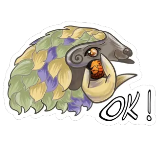 😘 OK! 穿山甲, 好的, 动物, 贴纸, 哺乳动物 telegram sticker