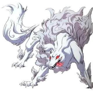 😤 criatura fantástica, bestia mítica, monstruo, blanco, zorro, demonio, animal whatsapp sticker
