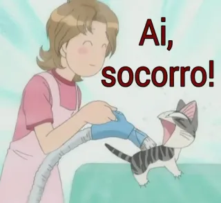 😨 Ai, socorro! Аниме, Кот, Помощь, Котенок, Мультфильм whatsapp sticker