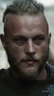 ⚔ Ragnar Lothbrok Vikings Рагнар Лодброк, Викинги, Историческая драма, Портрет персонажа, Сериал, Бородатый мужчина, Трэвис Фиммел whatsapp sticker