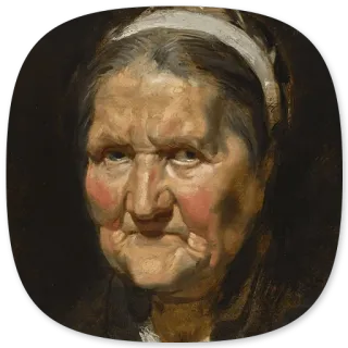 🤨 Porträt, alte Frau, Kopftuch, Gemälde, Kunst, Frau whatsapp sticker
