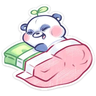 ⭐ panda, money, sleep, cute, cartoon, relax, wealth telegram sticker