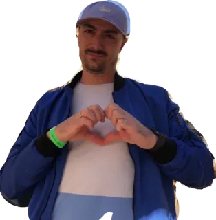 ❤️ homem, coração mãos, boné, jaqueta, amor, afeição, gesto telegram sticker