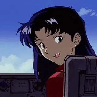 🌸 Misato Katsuragi Neon Genesis Evangelion Anime, Femme, Dessin animé, Misato, Evangelion, Manga whatsapp sticker