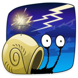 ⚡ escargot, éclair, orage, dessin animé, météo, nuit telegram sticker