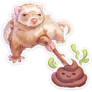 ⭐ furão, cocô, animal, desenho animado, adesivo, fofo, humor telegram sticker