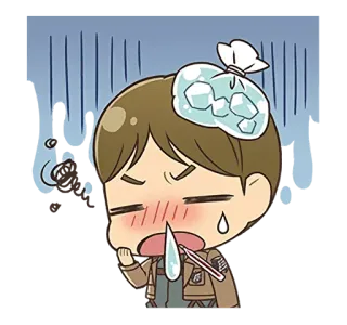 🤤 doente, anime, desenho animado, febre, constipação, ilustração telegram sticker