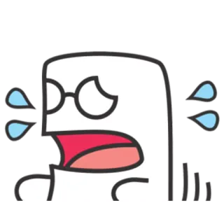 😥 울음, 만화, 슬픈, 이모티콘, 스티커, 안경, 캐릭터 telegram sticker