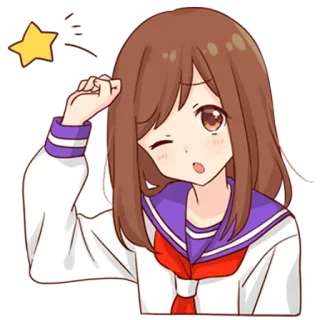 😋 Anime, Fille, Uniforme scolaire, Clin d'oeil, Mignon telegram sticker