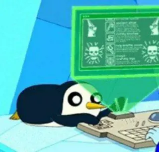 🖥 Gunter Adventure Time penguin, keyboard, cartoon, computer, ice king, Gunter, Adventure Time telegram sticker