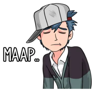 ☹ MAAP... scusa, dispiace, triste, cartone animato, personaggio, ragazzo whatsapp sticker