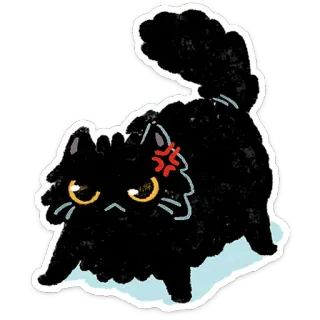😡 mèo, tức giận, mèo đen, hình minh họa, phim hoạt hình whatsapp sticker
