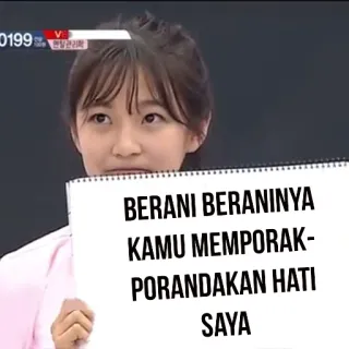 💭 BERANI BERANINYA KAMU MEMPORAK-PORANDAKAN HATI SAYA meme, lucu, asia, cewek, tanda, humor telegram sticker