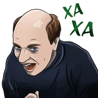 😆 XA XA человек, мужчина, смех, лысый, ха-ха telegram sticker