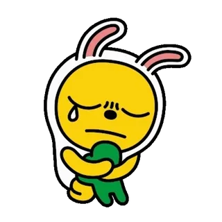 💬 Dibujo animado, Triste, Llorar, Amarillo, Personaje, Conejo, Emociones telegram sticker