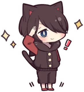👌 Anime, Ragazza gatto, Chibi, Kawaii, Carino, Scintille, Animato whatsapp sticker