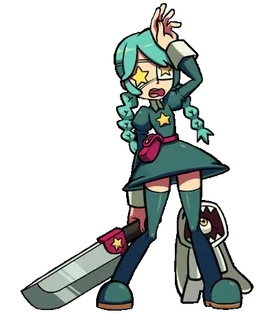 ⭐️ Animé, Dessin animé, Fille, Arme, Épée, Personnage telegram sticker