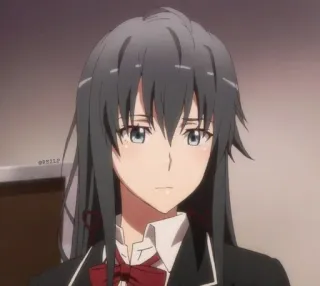 🫓 Yukino Yukinoshita My Teen Romantic Comedy SNAFU อนิเมะ, ผู้หญิง, วัยรุ่น, ชุดนักเรียน, ผมดำ, น่ารัก, Oregairu whatsapp sticker
