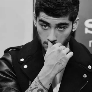 ▪️ Zayn Malik ca sĩ, người nổi tiếng, chân dung, trắng đen, hình xăm telegram sticker