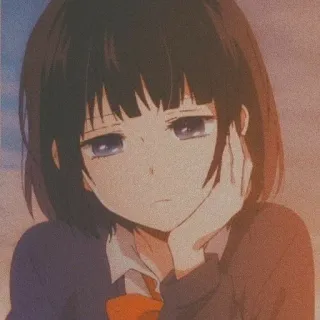 💈 Anime, Mädchen, Traurig, Nachdenklich, Schülerin, Manga telegram sticker