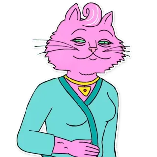 😌 Princess Carolyn BoJack Horseman Мультфильм, Кот, Розовый, Принцесса Кэролин, Конь БоДжек, Антропоморфный telegram sticker