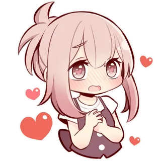 💘 Anime, Ragazza, Carina, Cuori, Chibi, Capelli rosa telegram sticker
