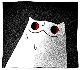 🐱 gato, gato branco, assustador, desenho animado, animal, meme, meme da internet telegram sticker