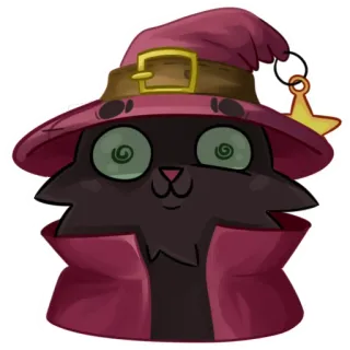 😐 кот, волшебник, магия, шляпа, звезда, милый, мультфильм telegram sticker