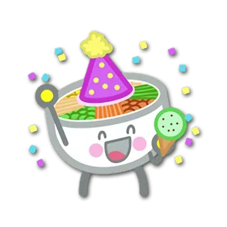 🎉 食物, 碗, 派对, 庆祝, 可爱, 卡通, 卡哇伊 telegram sticker