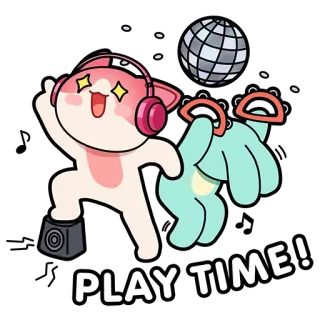 😃 PLAY TIME! playtime, cartoon, cute, fun, party, animation, whimsical telegram sticker