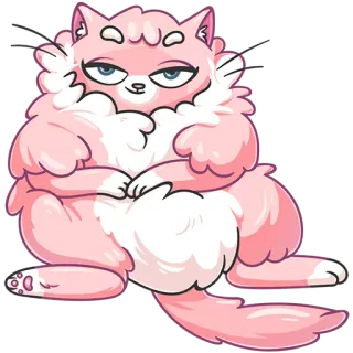 🙂 кот, розовый, милый, пушистый, животное, мультфильм whatsapp sticker