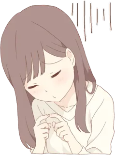 😔 anime girl, cartoon, sad, girl, kawaii, chibi, cute telegram sticker